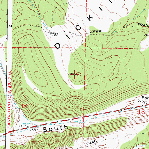 Topographic Map of Dickinson Hill, UT