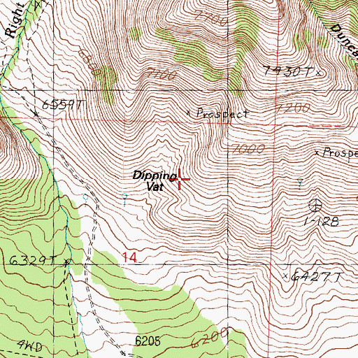 Topographic Map of Dipping Vat, UT