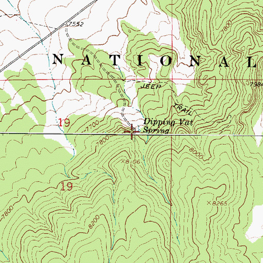 Topographic Map of Dipping Vat Spring, UT