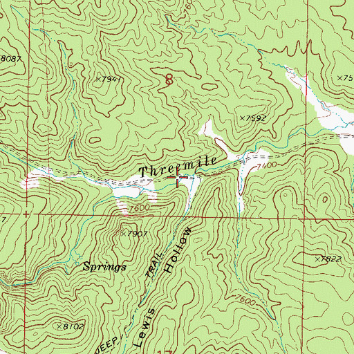 Topographic Map of Doc Lewis Hollow, UT