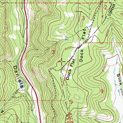 Topographic Map of Dock Flat, UT