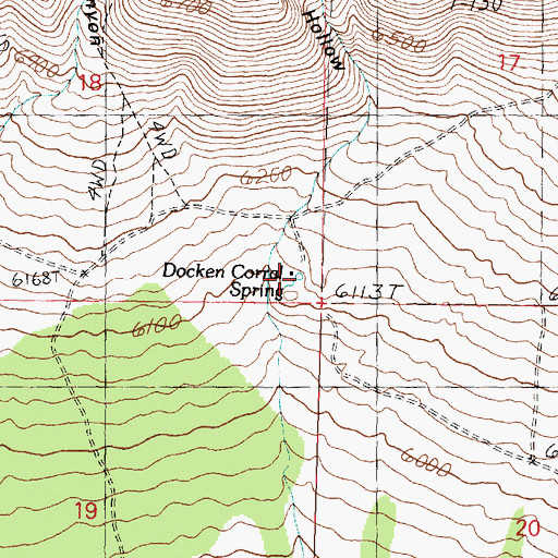Topographic Map of Docken Corral Spring, UT