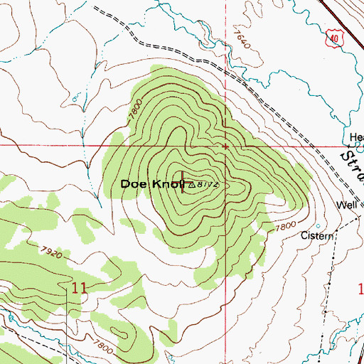 Topographic Map of Doe Knoll, UT