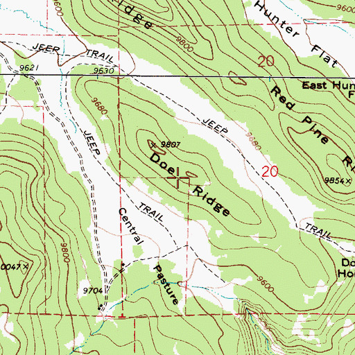Topographic Map of Doe Ridge, UT