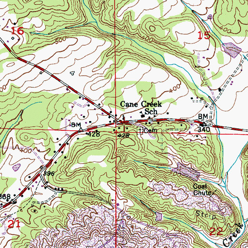 Topographic Map of Cain Creek Church, AL
