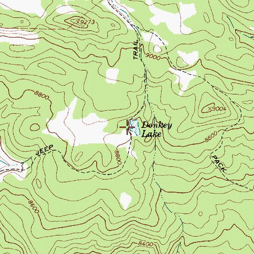 Topographic Map of Donkey Lake, UT