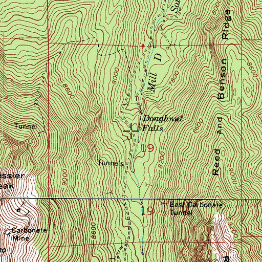 Topographic Map of Doughnut Falls, UT