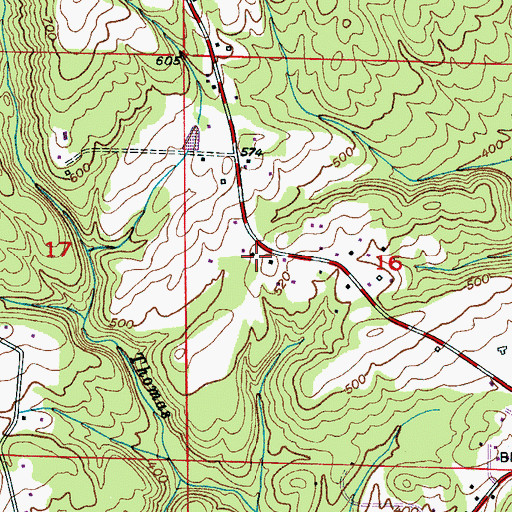 Topographic Map of Calvary Church, AL