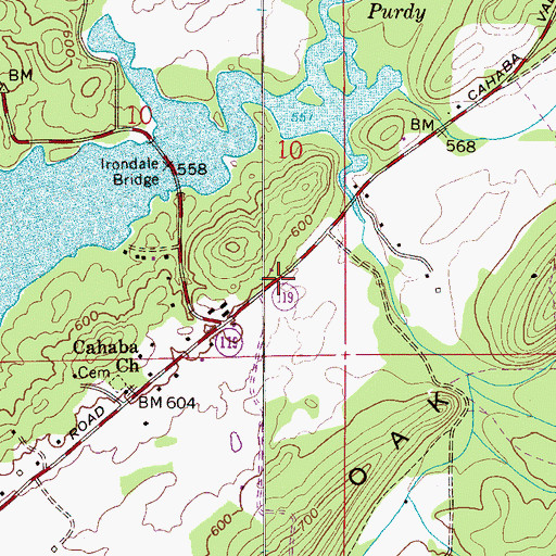 Topographic Map of Calvary Church, AL