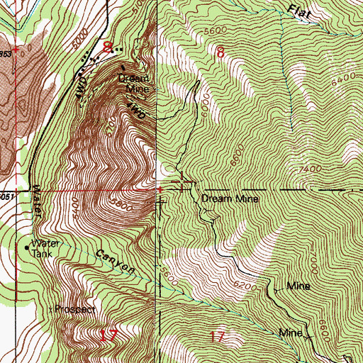 Topographic Map of Dream Mine, UT