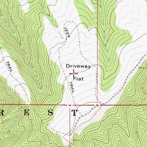 Topographic Map of Driveway Flat, UT