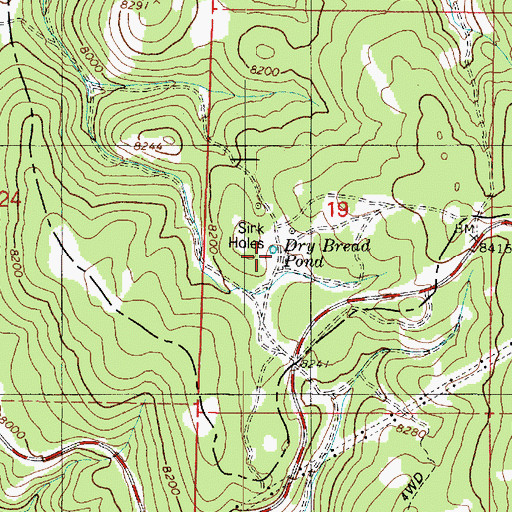 Topographic Map of Dry Bread Pond, UT