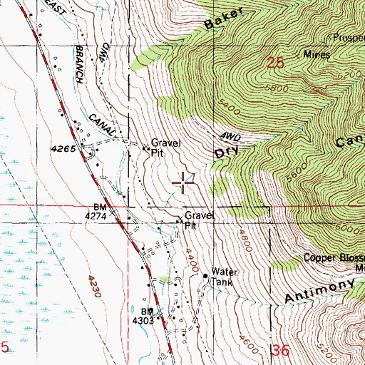 Topographic Map of Dry Canyon, UT