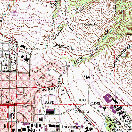 Topographic Map of Dry Creek, UT