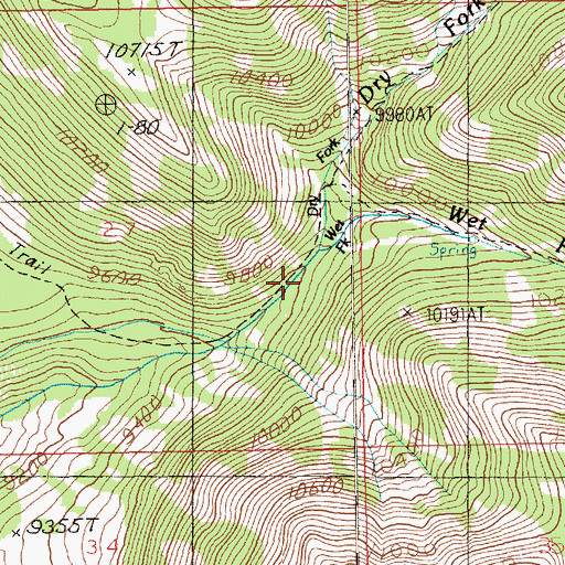 Topographic Map of Dry Fork Mill Creek, UT