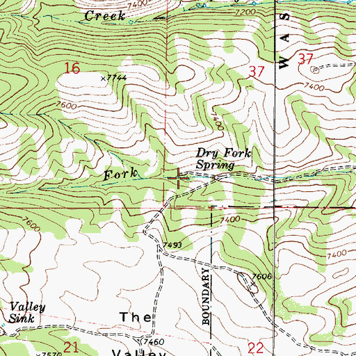 Topographic Map of Dry Fork Spring, UT