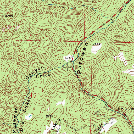 Topographic Map of Dry Lakes Creek, UT