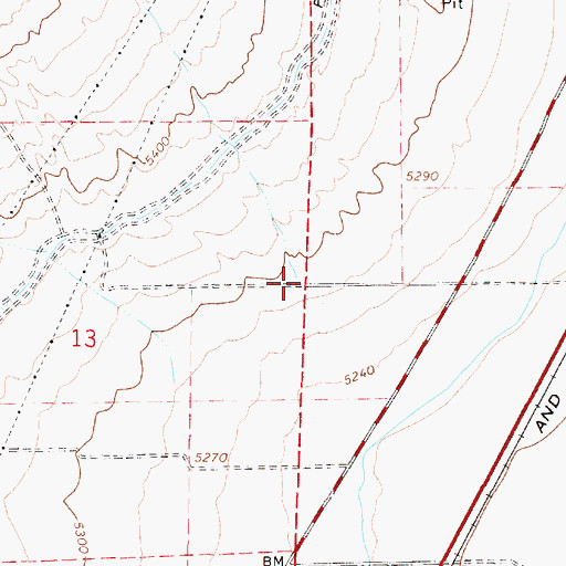 Topographic Map of Dry Red Canyon, UT