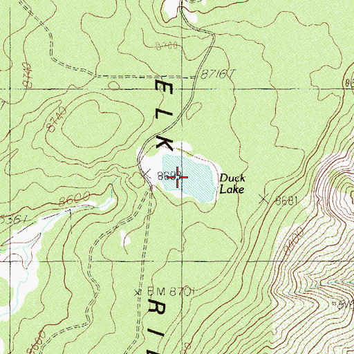 Topographic Map of Duck Lake, UT