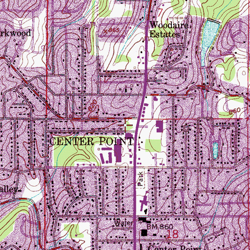 Topographic Map of Center Point Shopping Center, AL