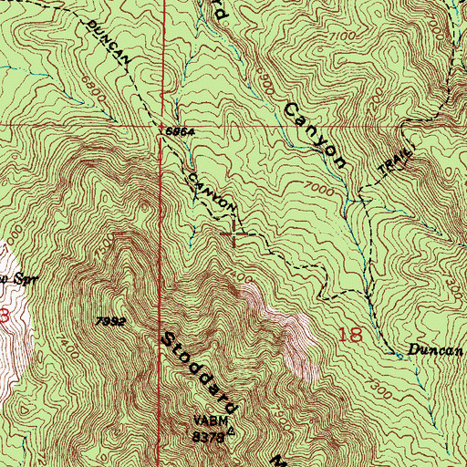 Topographic Map of Duncan Canyon Trail, UT