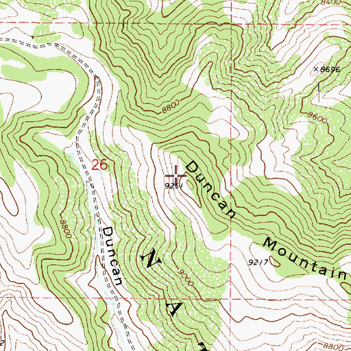 Topographic Map of Duncan Mountain, UT