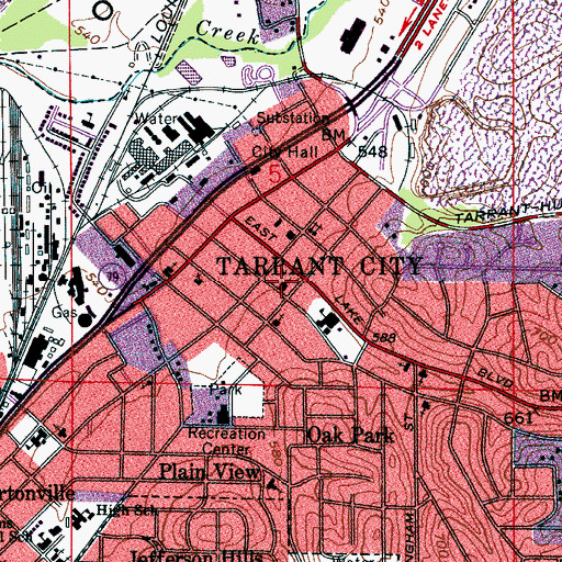 Topographic Map of Central Baptist Church, AL