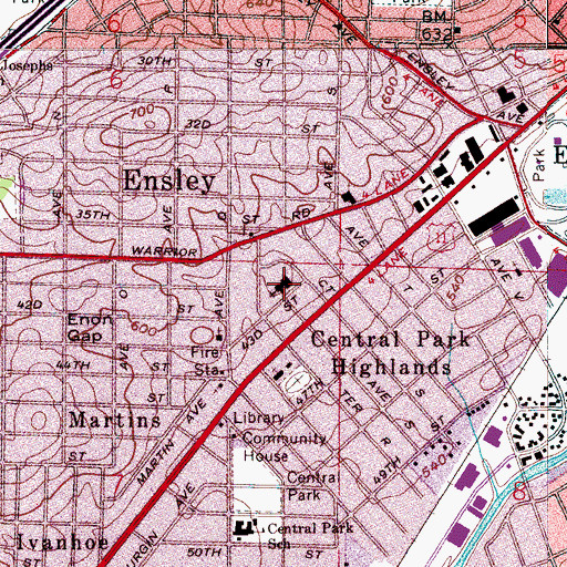 Topographic Map of Central Park Baptist Church, AL