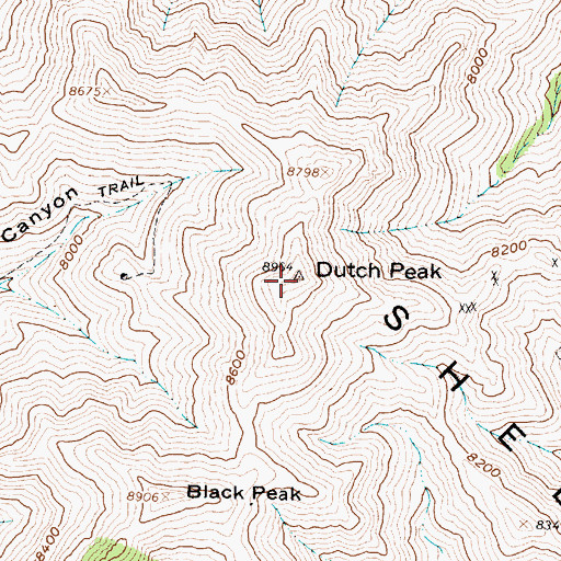 Topographic Map of Dutch Peak, UT