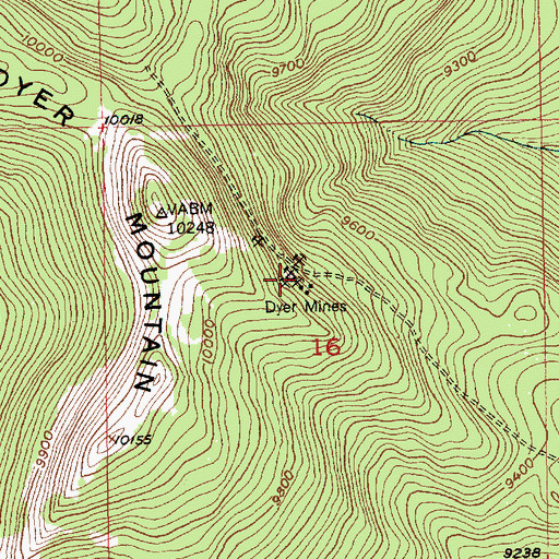Topographic Map of Dyer Mines, UT