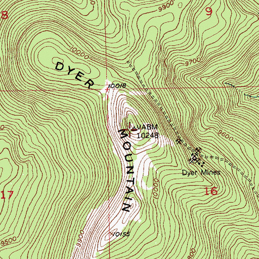 Topographic Map of Dyer Mountain, UT