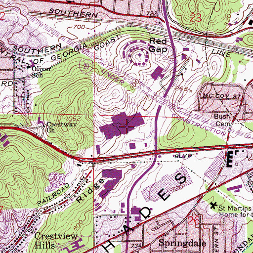 Topographic Map of Century Plaza Shopping Center (historical), AL