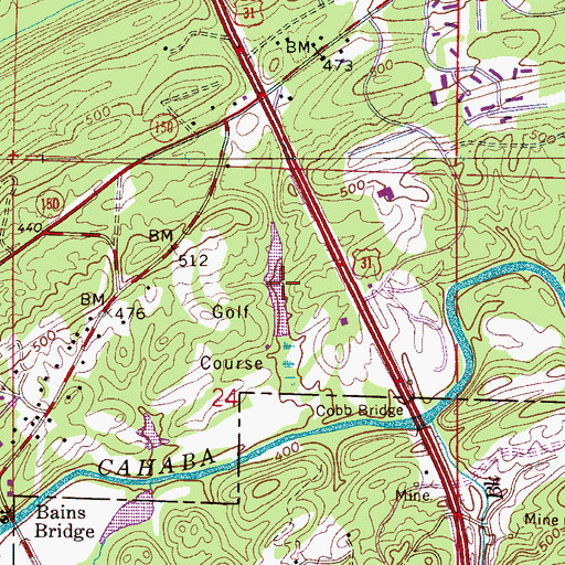 Topographic Map of Chase Lake Country Club, AL