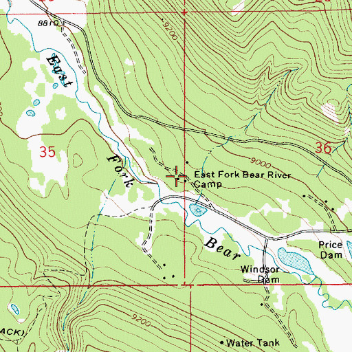 Topographic Map of East Fork Bear River Camp, UT