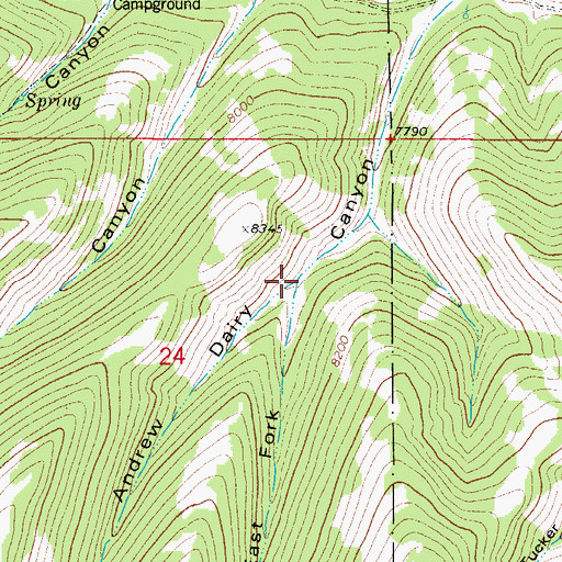 Topographic Map of East Fork Dairy Canyon, UT