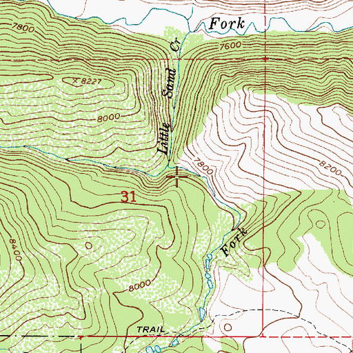 Topographic Map of East Fork Little Sand Creek, UT