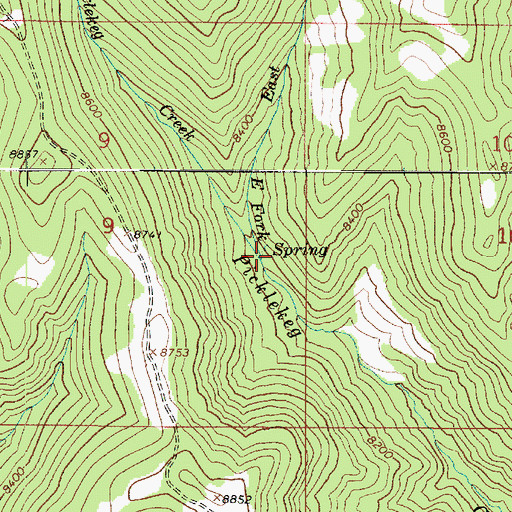 Topographic Map of East Fork Picklekeg Creek, UT