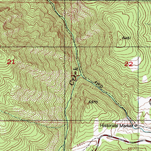 Topographic Map of East Fork Wheeler Creek, UT