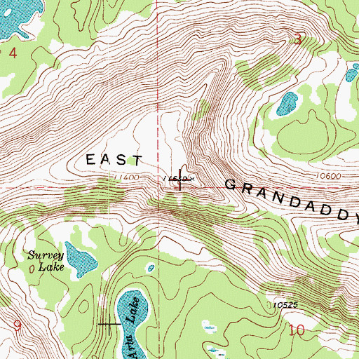 Topographic Map of East Grandaddy Mountain, UT