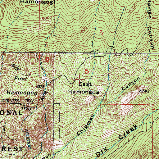 Topographic Map of East Hamongog, UT