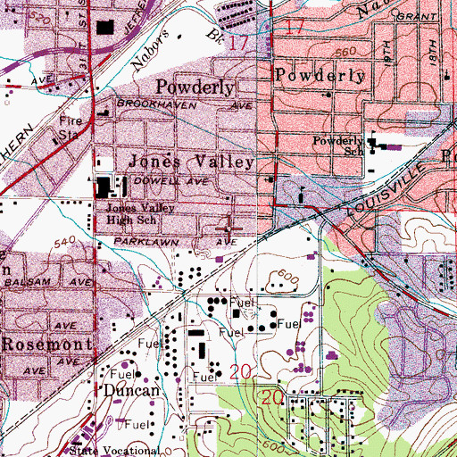 Topographic Map of Church of Christ, AL