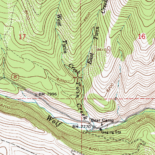 Topographic Map of East Twin Creek, UT