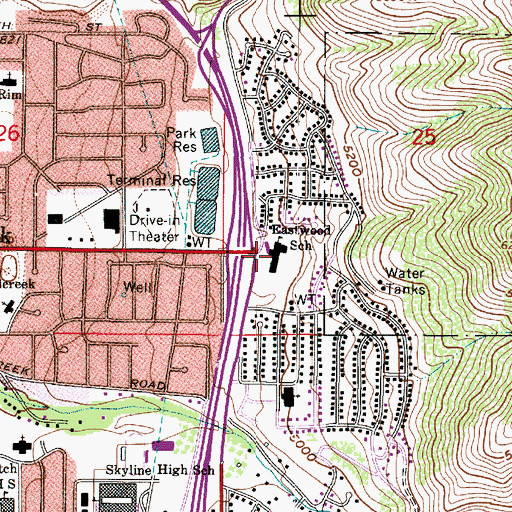 Topographic Map of Eastwood Elementary School, UT