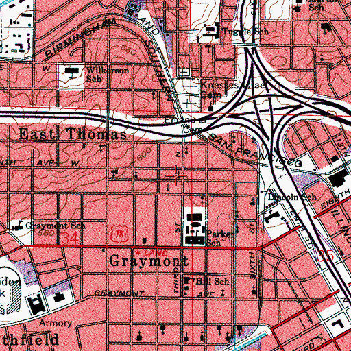 Topographic Map of Church of Christ, AL