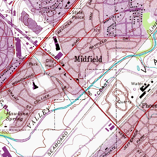 Topographic Map of Church of Christ, AL