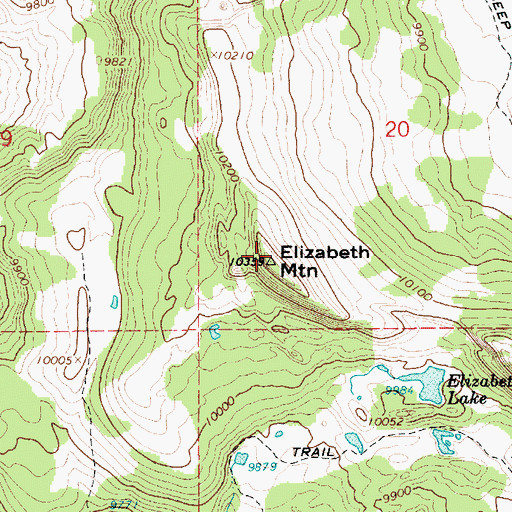 Topographic Map of Elizabeth Mountain, UT