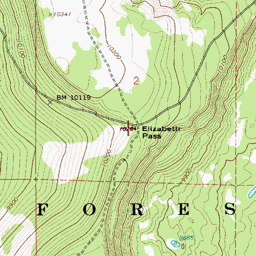 Topographic Map of Elizabeth Pass, UT