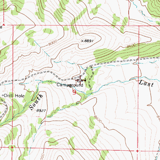 Topographic Map of Elk Campground, UT