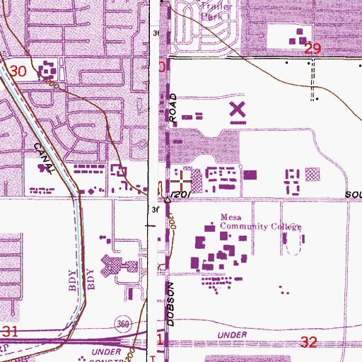 Topographic Map of Dobson Plaza Shopping Center, AZ