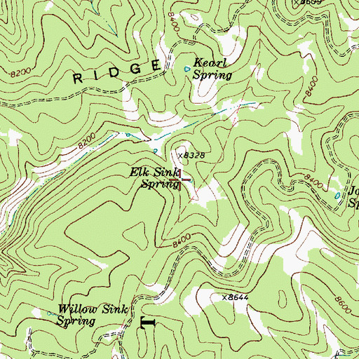 Topographic Map of Elk Sink Spring, UT